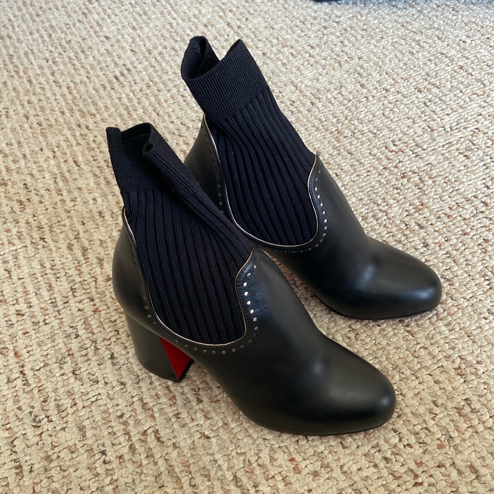 Christian Louboutin Black Ankle Boots with Red Sole